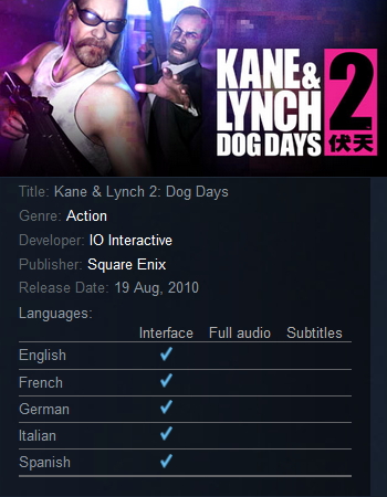 Kane & Lynch 2: Dog Days Steam - Click Image to Close